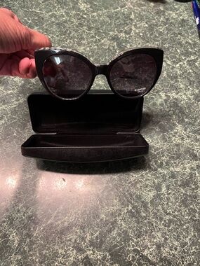 Black Cat-Eye Sunglasses with Dark Lenses